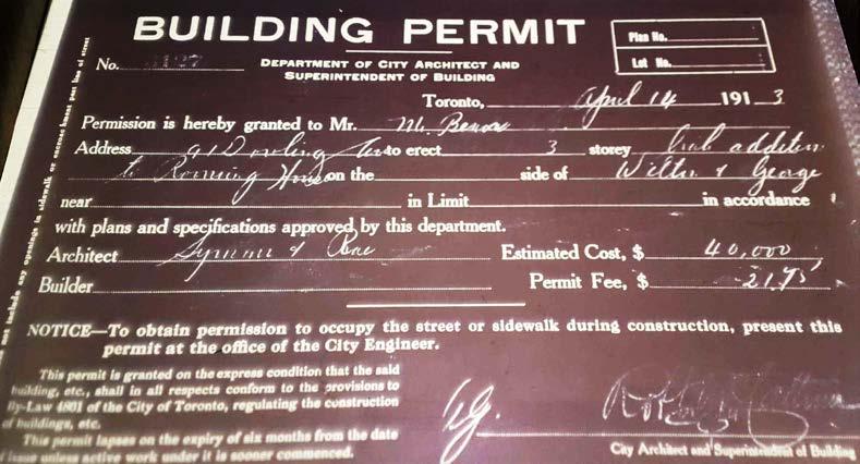 Building Permit 1427, April 14, 1913: issued to J. T.