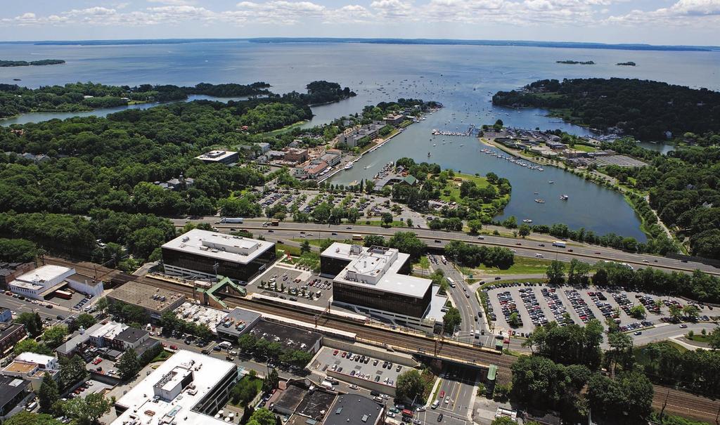 AERIAL VIEW OF GREENWICH PLAZA, GREENWICH HARBOR & LONG ISLAND SOUND FOR LEASING INFORMATION: www.