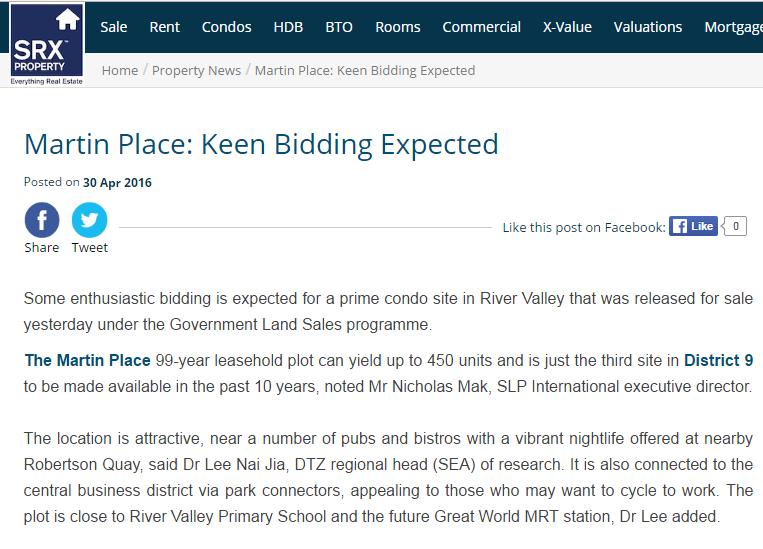 A D9 sale site is rare! Martin Place is just the third site in District 9 to be made available in the past 10 years, noted Mr Nicholas Mak, SLP International executive director.
