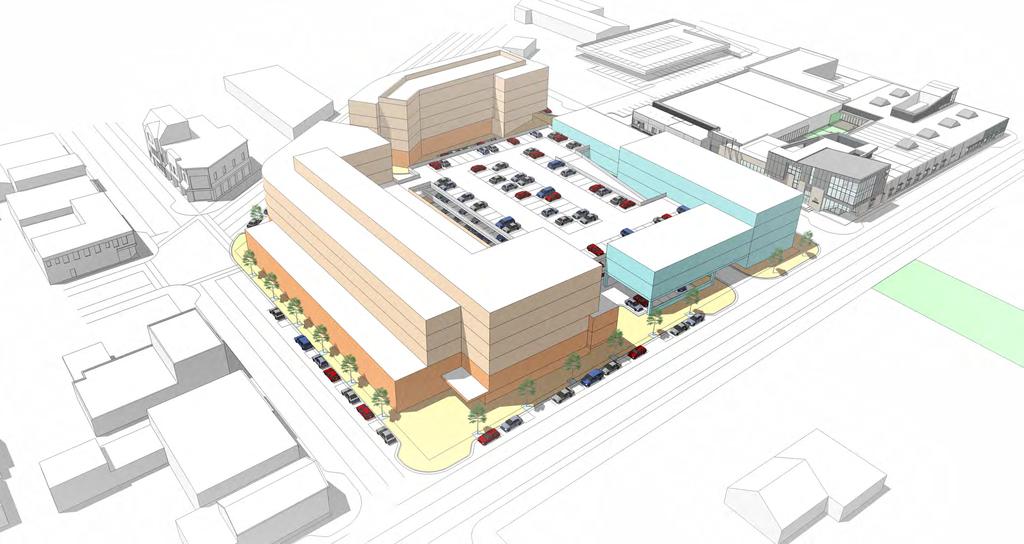 Proposed transit station on ridge Ground floor retail on Stocking venue and 4-floors of residential above Parking Structure Stocking venue Surface Parking & Potential Parking Deck Second Harmony Hall