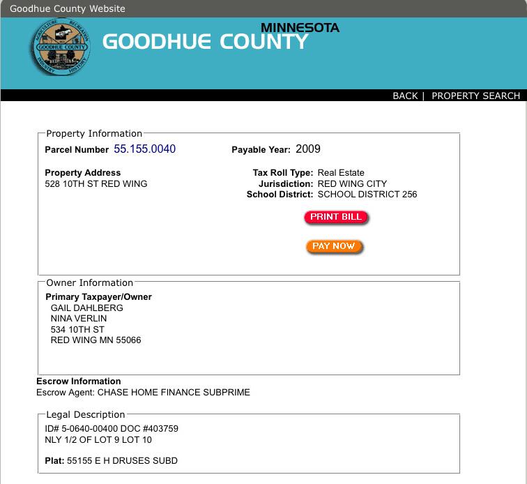 Right: The first step is to find a property description through the online Goodhue County