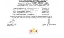 UNE-EN ISO 14001-2004 certificates, with numbers