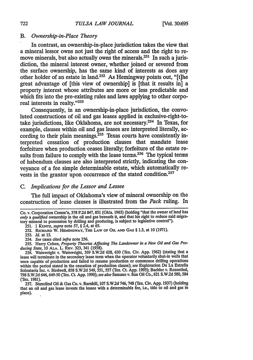 Tulsa Law Review, Vol. 30 [1994], Iss. 4, Art. 4 TULSA LAW JOURNAL [Vol. 30:695 B.