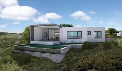 The contemporary villas offer beautiful views spanning the entire width of the