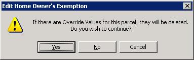 You must confirm your intentions when switching either from standard to override, or from override back to standard processing.
