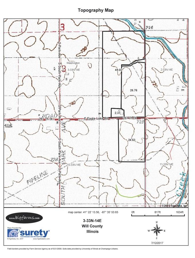 TOPOGRAPHICAL MAP OF THE 105 ACRE CLOVERDALE