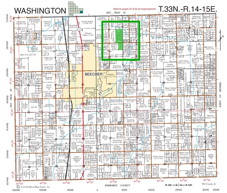 PLAT MAP OF 105 ACRES WASHINGTON TOWNSHIP, WILL COUNTY Plat Map reprinted with