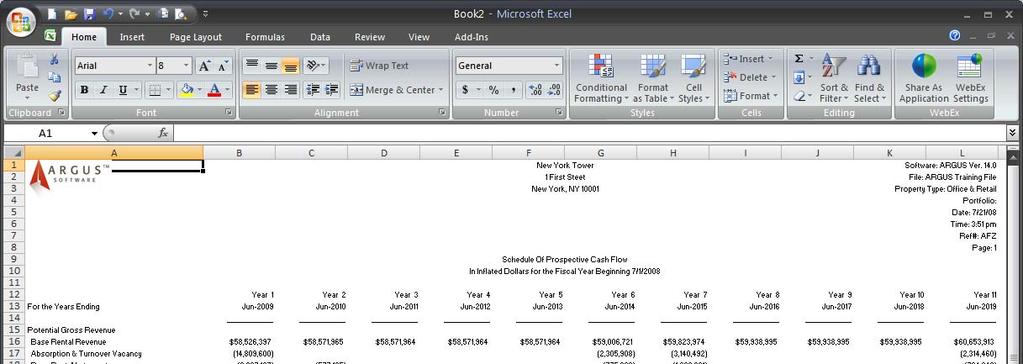 Report Writer The Report Writer allows the creation of custom reports. These custom reports are created through Microsoft Excel using an ARGUS add in.