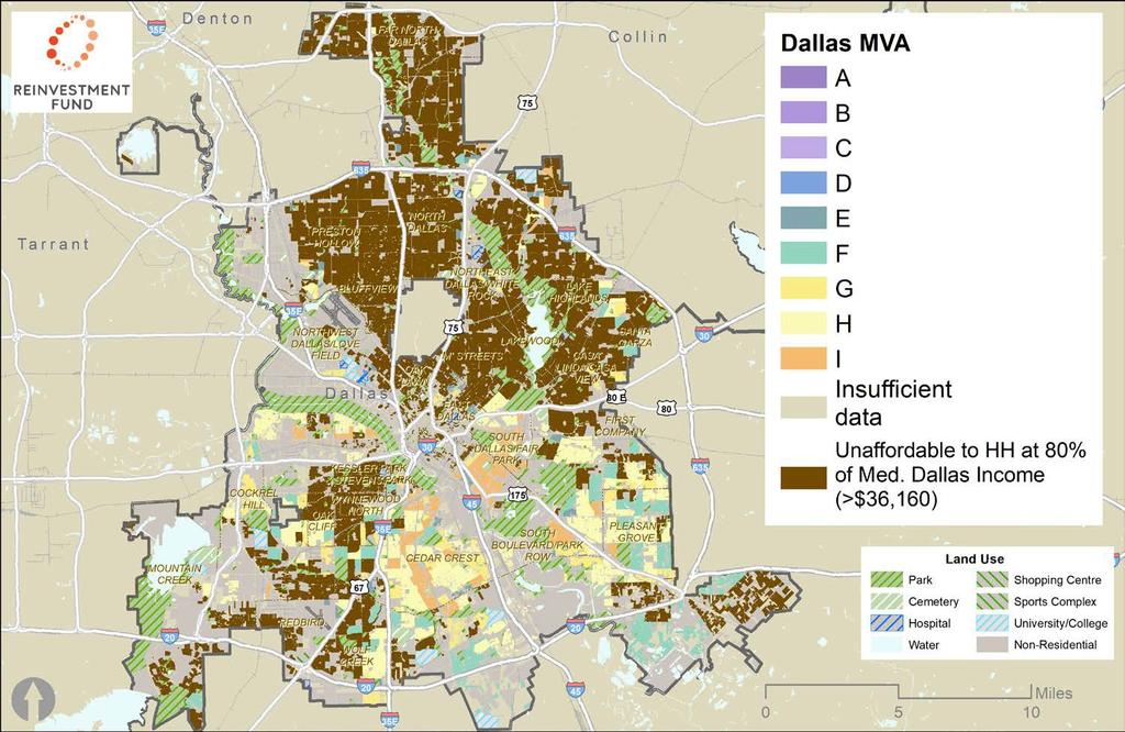 Areas Affordable at up to 80% Median Household Income 42 Median household income in 2012-2016 for Dallas is
