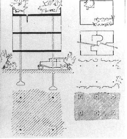 Le Corbusier Five points of Architecture: 1. Pilotis elevating building off ground 2.