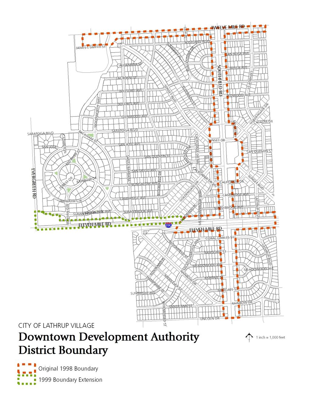 GENERAL DEVELOPMENT PLAN FOR THE LATHRUP VILLAGE DDA The need for establishing the Lathrup Village Development District (referred to as "Development Area") is founded on the basis that the future