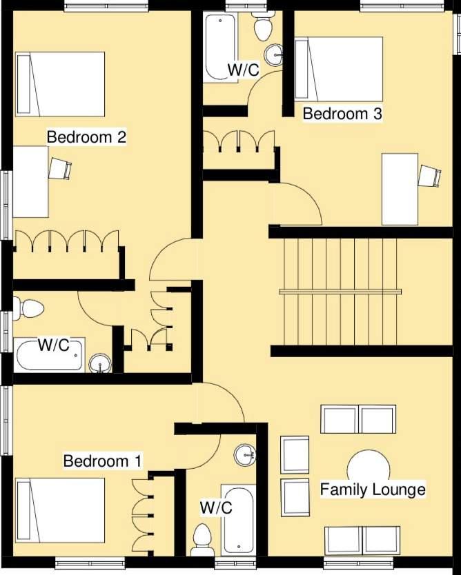 Townhouse 1 - First Floor Family Lounge Bedroom 1 Bathroom 1 Bedroom 2