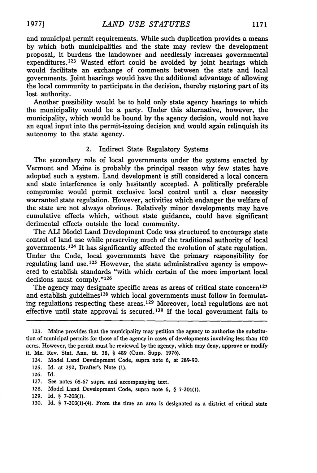 1977] LAND USE STATUTES 1171 and municipal permit requirements.