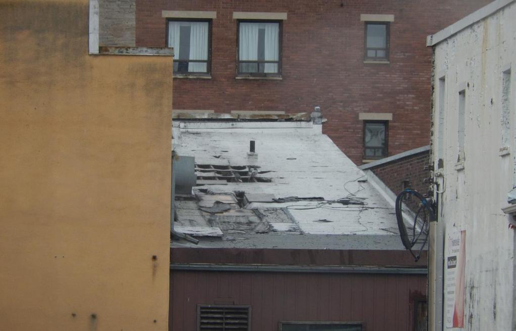 Damaged roof View