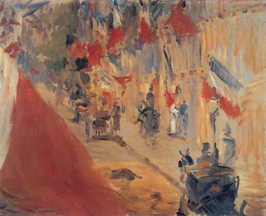 64 Edouard Manet, Rue Mosnier Decorated with Flags, 1878; oil on canvas, 65 x 81 cm.