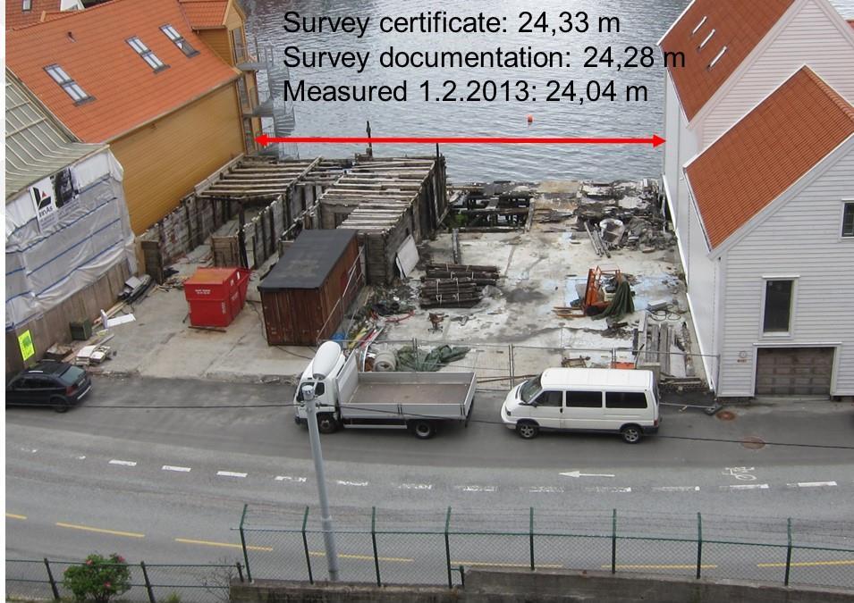 24.26 meters, and tape measure showed that the actual distance between the houses were 24.04. There were discussions and many arguments about what had caused this, on centimeter level. Figure 10.