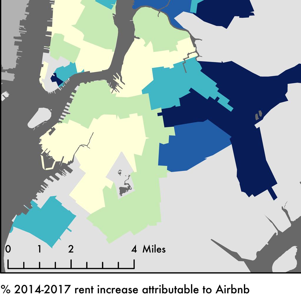 7%, which means that Airbnb is responsible for something like 16% of the total increase in rents in New York City in the last three years.
