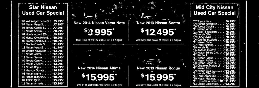 0... '12,995' '11 Kia Sol '12,995' '11 Nissan Ro9e '12,995' '12 Nissan Altima '12,995' '08 Nissan Roge SL.