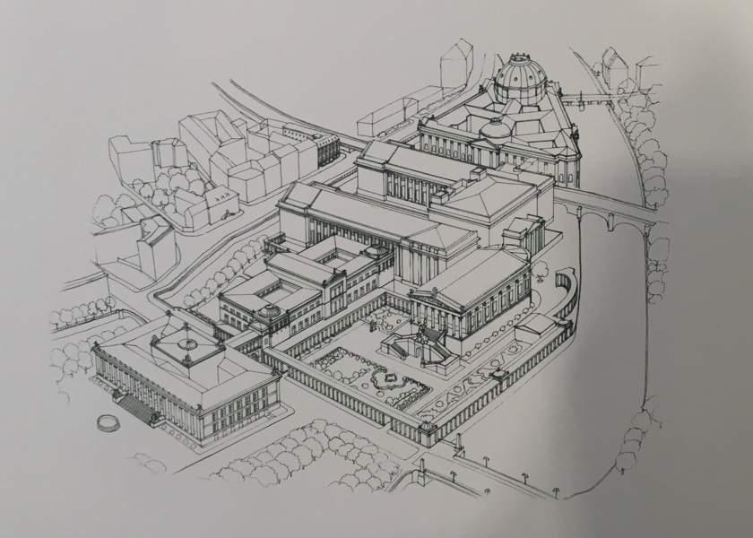 Architectures of Memory Post-1989 Berlin 117 Gilda Gross Figure 2.19. Axionometric drawing of all five museums on Museum Island.