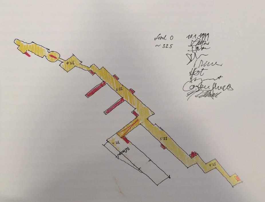 Architectures of Memory Post-1989 Berlin 121 Gilda Gross Figure 2.23. Sketch of the Archeological Promenade, 1999.