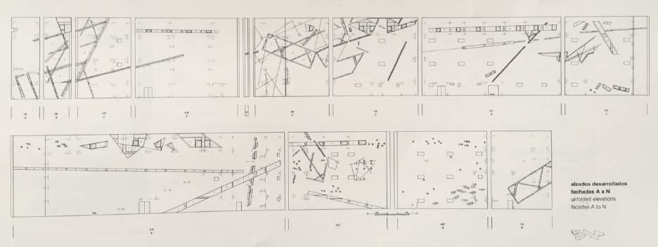 Architectures of Memory Post-1989 Berlin 136 Gilda Gross Figure 3.15. Elevations of the Jewish Museum with fenestration look a lot like maps.