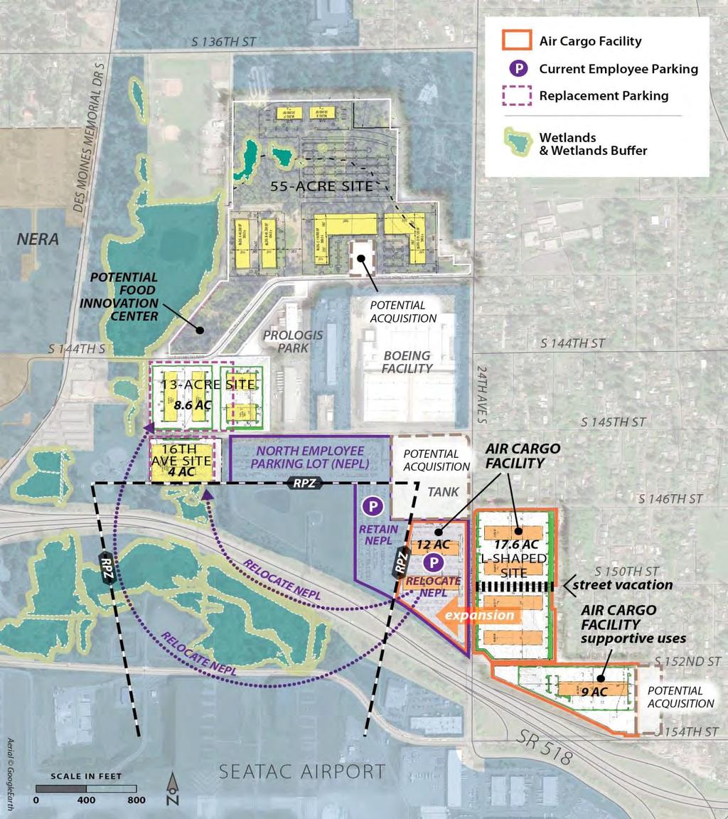 North SeaTac Real Estate Strategy Development Alternative 289,200 SF new air cargo facility with expansion potential.