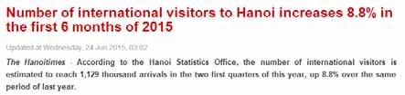 tourism 1H2015 Int l arrivals growth