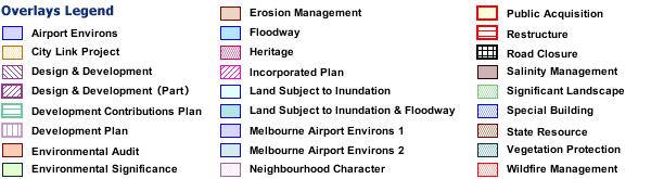 Note: due to overlaps some colours may not match those in the legend. Further Planning Information Planning scheme data last updated on 16 June 2011.