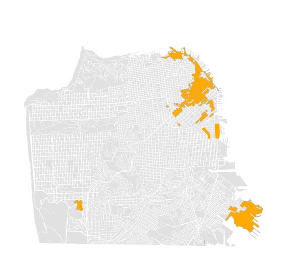Jobs Need to be Near Regional Transit Over 90% of SF off-limit to most jobs Besides Central SoMa and Southern Bayfront, there are no obvious appropriate places for job growth through