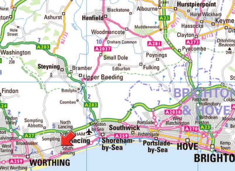 Lancing benefits from excellent road communications and is accessed by the A259 Brighton Road together with the A27 East/West dual carriageway, which links with the A23/M23 and subsequently the M25.