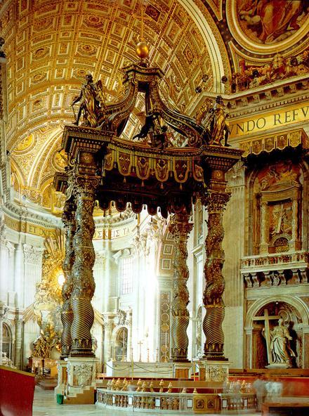 Bernini s baldacchino, St. Peter s Basilica Bronze for baldacchino came from Pantheon s porch ceiling Pronounced, bald-a-key-no Gianlorenzo Bernini J Visited St.