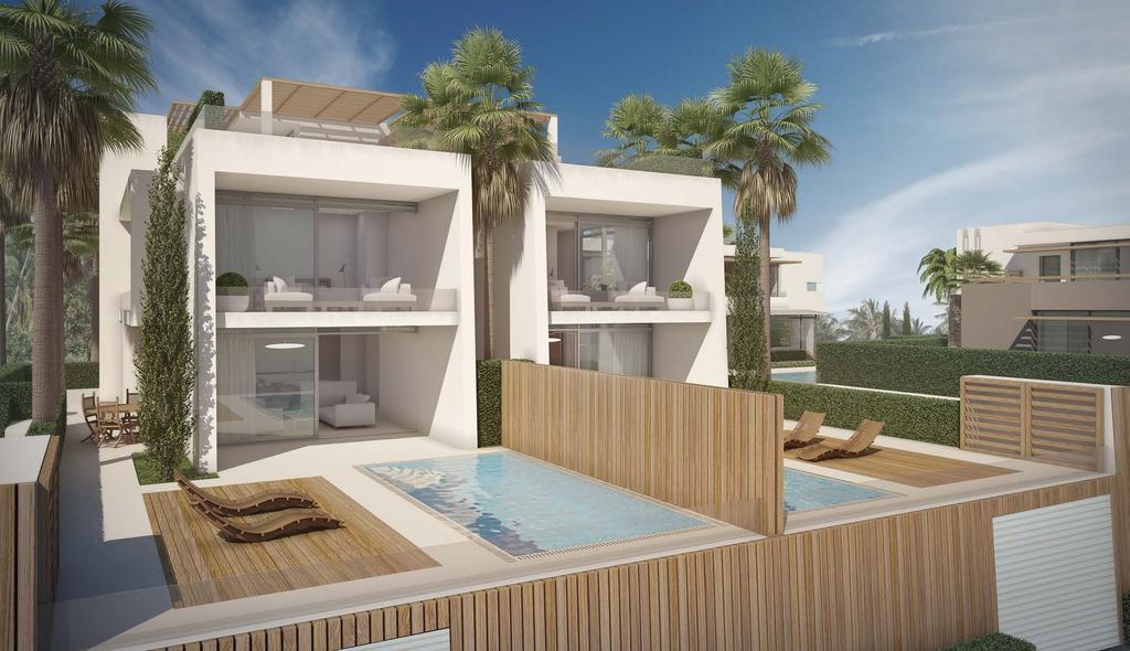 SkyHigh villas Total built area 244m 2 60m 2 roof terraces with outdoor kitchen and shower areas. Master suite with ensuite bathroom and large wardrobe.