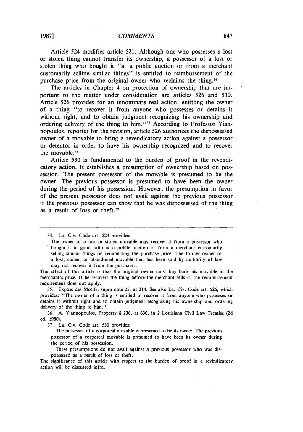 19871 COMMENTS Article 524 modifies article 521.