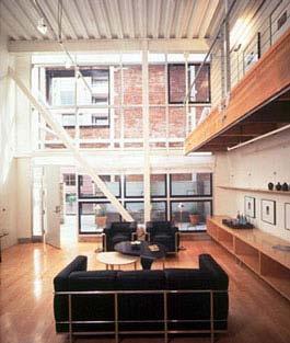 The industrial theme of the project is carried into the residential units, which