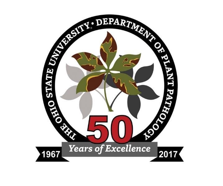 The anniversary logo, which features the Ohio State's symbol, the buckeye leaf (Aesculus glabra), has the added distinction of