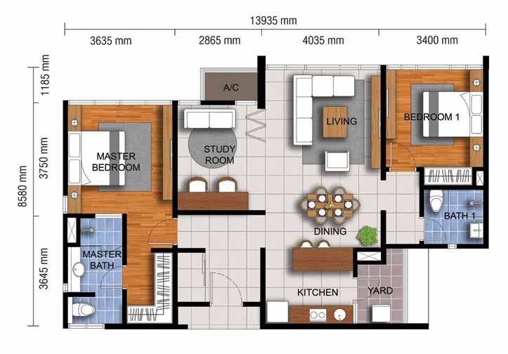 Serviced Apartment Layout Plan Specification For Serviced Apartment TYPE A1 / A1a Built-Up 575 sq.