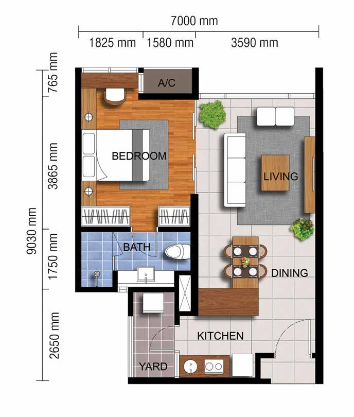 Serviced Apartment Layout Plan Specification For Serviced Apartment TYPE B2a Built-Up 870 sq.