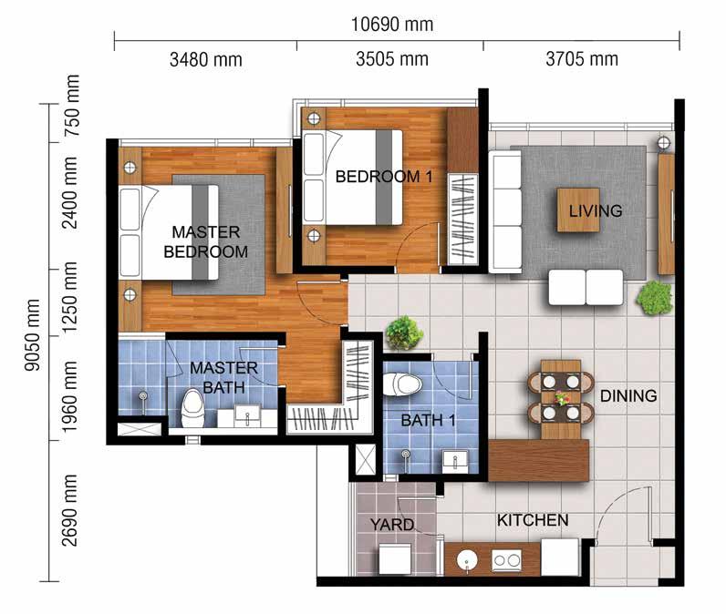 Serviced Apartment Layout Plan Specification For Serviced Apartment TYPE C1 / C1a Built-Up 1,094 sq.