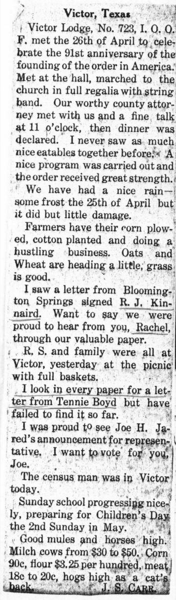 BLOOMINGTON SPRINGS, R. 2, TN: Dear Herald family this is my first letter to our valuable paper.