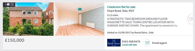 The cheapest two bed on the market is an ex-local authority property which is SSTC at offers over 40,000, This is further away from the Town