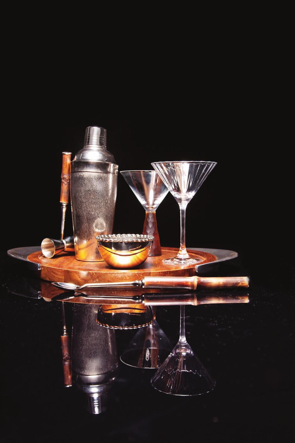 sizzle Photog BY MICHAEL McNAMARA styling by celine hacche and casey hagarty ANevening Shake up a beautiful martini and enjoy a relaxing evening at home IN 2 3 1. Zodax bar tools, $36 at Occasions!