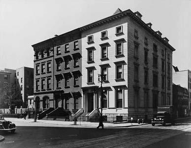 HOUSE ONE: New York City Brownstones at 4, 6, and 8 Fifth Avenue (architect/s unknown); later replaced by 2 Fifth Avenue (Emery Roth and Sons). 1952 9 IMAGE 1: Berenice Abbott. Fifth Avenue nos.