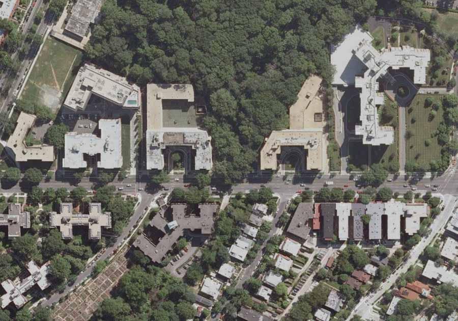 FIGURE 17: Aerial of Connecticut Avenue showing large, garden-style apartment