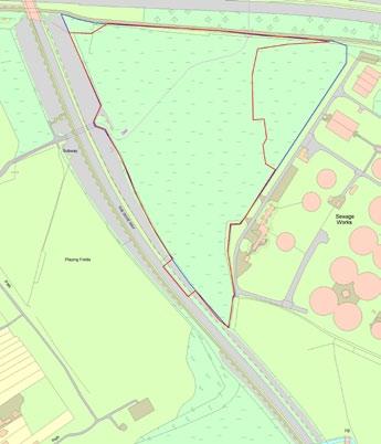 The site is broadly triangular in shape and bound by the A50 to the north, Dove Way (A518) to the south and west and Severn Trent Water Authority sewage works to the east.