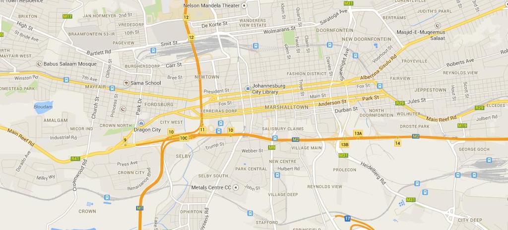 Locality The subject site is situated at 21 Loveday Street between Marshall Street and Main Street in Marshalls Town, Johannesburg.