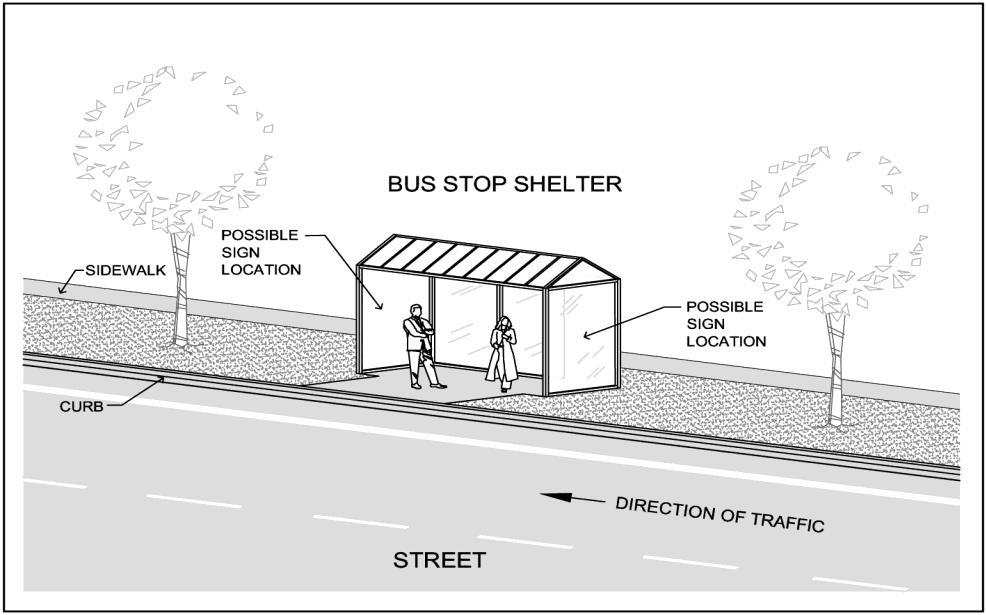 CITY OF LOGAN LAND DEVELOPMENT CODE September 15, 2015 Page 40-15 17.40: Signs 17.40.170. Public Bus Stop Shelter Signage A. Location. 1. One (1) twenty-four (24) square foot maximum sign may be permitted on one of the two walls of the bus shelter that are perpendicular to the street.