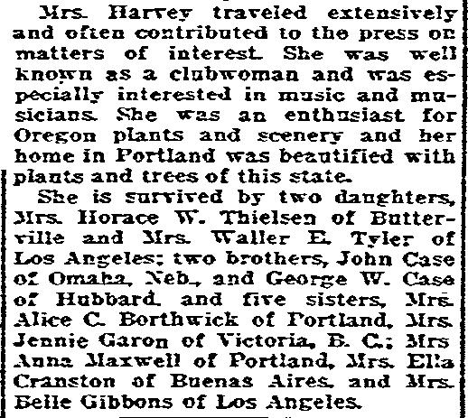 [Oregonian, Portland, OR, Thursday, January 29, 1920 p.4] iii. John Nathaniel Case b. 12 Feb 1845 OR d. 08 Sep 1924 Omaha, NE m. 1871 Mary Agnes McGee b. Jul 1856 PA d.