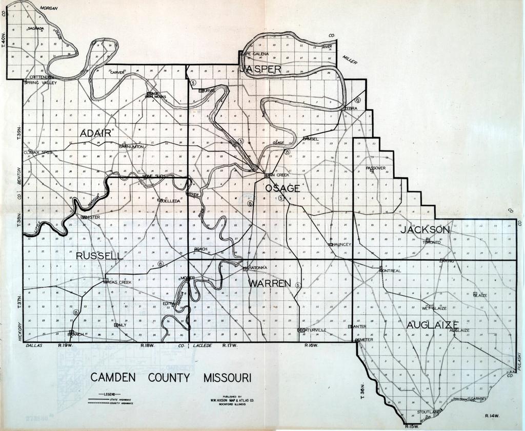 The below map is from the 1930 Camden County Plat Book. Note Mack s Creek in the lower left near the center of Russell Political township.