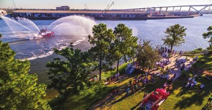 Cruise from Hermann Park s Bayou Parkland to the Port of Houston and back along the Brays Bayou Greenway Trail Turn-around party at the ride s halfway point, sponsored by Port Houston and Brady s
