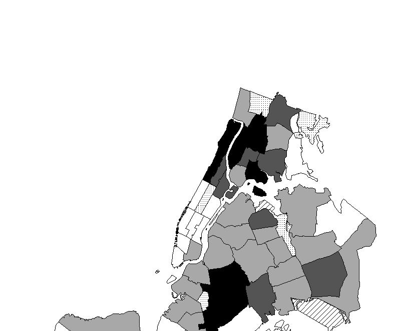Map 8-6 Total Violations per 1,000 Rental Units, New York City Community Districts, 2003 Violations per 1,000 Units 7-71 72-133 134-246 247-558 Brooklyn-Queens Border
